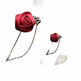 Lovegrace Red Rose Frs Lapel Pin Mens Wedding Bouquet Handmade Brosch Butthole Groomsmen Groom Corsage and Boutnieres D3ty#