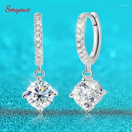 ダングルイヤリングSmyoue 0.5ct 1Ct Dカラージルコン/モイサナイト女性のためのドロップスパークリングラボダイヤモンドスターリングシルバー925ウェディングジュエリー