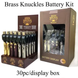 Brass Knuckles Batterie vorheizen 900 mAh Vape einstellbare Spannung einstellbare Batterien mit Ladegeräten 30-teilige Displaybox für 510-Gewinde-Patronen