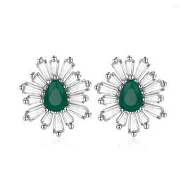 Stud Earrings Zhenchengda 4 6mm Synthetic Grandmother Green Water Drop Set With Diamond For Women 925 Sterling Silver