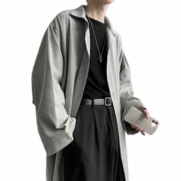 Trench Coat de poliéster masculino de alta elasticidade Trench Coat elegante lapela Trench respirável resistente a rugas masculino para a primavera a1pu #