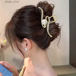 Fermagli per capelli Haimeikang 11,5 cm strass perla artiglio per capelli dorato lusso tornante per capelli granchi per le donne temperamento coda di cavallo accessori per capelli Y240329