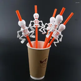 Disposable Cups Straws 10pcs Drinking Soda Cocktails Shakes Supplies ( Black And Orange )