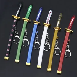 8 chaveiros de espada Roronoa Zoro adequados para homens mulheres manchadas Katana faca militar correntes porta-ferramentas porta-chaves de carro chaveiros presentes 240329