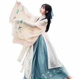 kinesisk traditionell sagdräkt forntida Han -dynasti Princial Clothing Natial Hanfu outfit Stage Dr Folk Dance Costume i3jj#