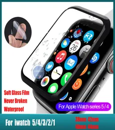 PET PMMA Apple Watch için Su Geçirmez Ekran Koruyucusu 5 4 38mm 40mm 44mm 42mm Iwatch 457058186 için temperlenmiş yumuşak cam film