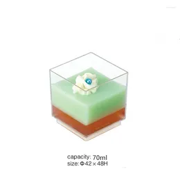 베이킹 곰팡이 10pcs 70ml 무스 컵 케이크 디저트 큐브 큐브 대전 전채 사각 보울 PS 수플레 젤리 컨테이너 연회