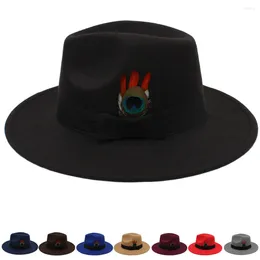 ベレツ2サイズ親子男性女性キッズパナマ帽子ワイドブリムフェザーバンドSunhat Fedora Caps Trilby Jazz Travel Party Style