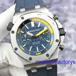 Ladies AP Wristwatch Epic Royal Oak Offshore Series 26703ST Blue Dial 1/4 Yellow Chronograph Function Mens Watch 42mm