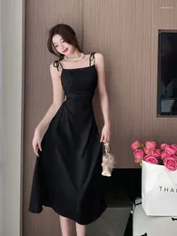 Casual Kleider Elegante Party Frauen Kleid Vintage Backless Verband Weiße Robe Weibliche Sommerkleid Retro Strap Abend Schwarz Vestido