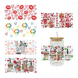 Fensteraufkleber Valentinstag 3D UV DTF Transfer Libbey Cup Wrap Eisen für Glas 16oz D8768