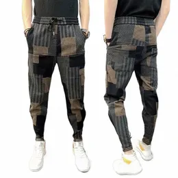 patchwork casual da uomo stampato primavera autunno designer coreano pantaloni larghi palestra abbigliamento giapponese streetwear harem jogger pantaloni uomo f9Eh #