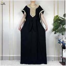 Ethnic Clothing Dubai For Women Loose Casual Muslim Abayas Femme Short Sleeve Robe 2024 African Islam Traditional Dresses With Belt