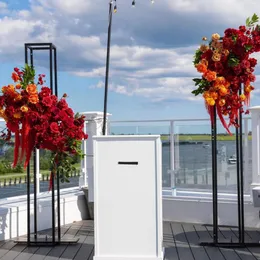 Delicate Black Stainless Steel New Design Walkway pillar aisle decor Wedding Flower Stand 768
