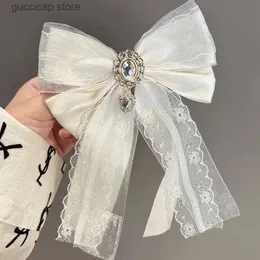 Papillon nuovo pizzo strass papillon forcina doppio scopo stile college camicia professionale banca hotel assistente di volo collare accessori Y240329