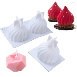 Moldes de cozimento 3D Vela Molde de Silicone Geométrico Cones de Pinho Redemoinho em forma de Mousse Artesanal Molde de Bolo Ferramenta de Sobremesa