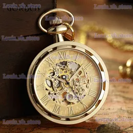 Altri orologi di lusso antico scheletro meccanico da tasca da uomo Steampunk meccanico Fob es orologio pendente a carica manuale Relogio De Bolso T240329