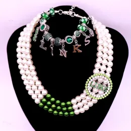 Collane bianche verde verde 1946 posa incorporate collegamenti da sorority collane set di braccialetti set di donne rosee donne eventi dono gioielli personalizzati personalizzati