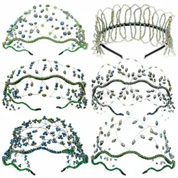 Nova Série Cor Verde Bead Nupcial Faixa de Cabelo Casamento Noiva Tiaras de Cristal Headdres Para Namorada Jóias de Cabelo Para As Mulheres Z9lM #