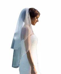 two Layer Veil With Comb Wedding Vail Solid Color Soft Tulle Veil Short White Ivory Woman Bridal Veils 2021 veu de noiva curto S8jT#