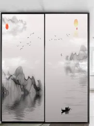 Naklejki okienne Film Prywatność statyczna przyleganie bez kleju dekoracyjne atramentowe zabiegi malarstwo