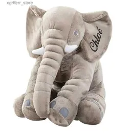 Animali peluche imbottiti ricami personalizzati personalizzati animali imbalsamato grigio cuscino per elefanti grigio per bambini abbraccio abbraccio bambolo di peluche regi per bambini ricamati con nome240327