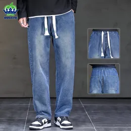 2024 Autunno Inverno Jeans Uomo Allentato Dritto Coulisse Elastico In Vita Pantaloni In Denim Casual Maschile Pantaloni Spessi di Grandi Dimensioni M5XL 240311