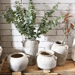 Fioriere Retro vasi di terracotta fiori secchi vasi di ceramica Nordic moderno vaso di fiori idroponico piante grasse ornamenti in gres maceta casa vaso