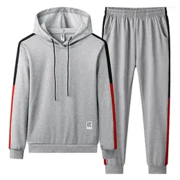 Tracksuits masculinos 2024 primavera e outono estilo stand up colarinho jaqueta juventude na moda marca de manga comprida casual esportes conjunto com capuz de duas peças