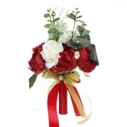 Fiori decorativi Matrimonio coreano Sposa Simulazione Bouquet di rose Decorazione di fiori finti Pografia