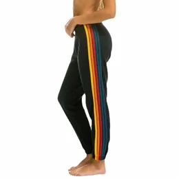 2023 Mulheres Casual Primavera Outono Sweatpants Natial Aviator Mulher Cott Calças Esportivas para Casais Rainbow Impresso Calças H4lV #