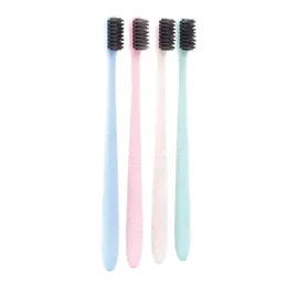 new 2024 1pcs Round Tubes Bamboo Toothbrush Portable Soft Charcoal Tooth Brush Tongue Cleaner for Kids and Adults Oral Hygienfor kids and