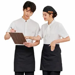 Leite Tea Shop Cake Shop Garçom Workwear Shirt Western Restaurant Coffee Shop Uniform Work Clothes Spring and Summer Workwear Sho H3QF #