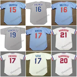 Herren 1974–1993 Texas LARRY PARRISH DEAN PALMER LEE MAZZILLI JIM FREGOSI #17 RIVERS SAMMY SOSA JUAN GONZALEZ JEFF BURROUGHS Throwback-Baseballtrikot S-5XL