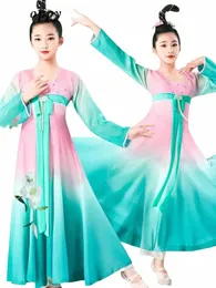춤추는 Dr Girls 'Fan Dance 우아한 중국 스타일 Han과 Tang Children's Classical Dance Costume N9PK#