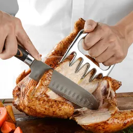 Ny 2024 2PC Rostfritt stål/ABS Manual Bear Claws Barbecue Fork BBQ Pull Meat Handler Pork Clamp Rosting Fork Kök Tillbehör