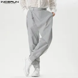 Männer Hosen INCERUN Unregelmäßige Gestreifte Lose Jogger Casual Hosen Männer Streetwear 2024 Taschen Mode Freizeit Pantalon S-5XL