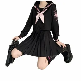 Orthodox College Fan Embroidery Japanese Student School Uniform JK Uniform Suit Bad Girl Sailor Suit Class Set 15la#