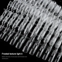 False Nails 사전 모양의 손톱 팁 전체 커버 긴 타원형 10 크기 DIY 확장을위한 트레이스 반 매트 없음