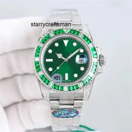 Relógio de luxo RLX Clean 3135 limpo agora Movimento de relógio de diamante 40mm verde SUB 904L aço refinado à prova d'água