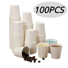 Disposable Cups Straws 100PCS White Paper Cup Mini Tasting Compressed Coffee Mouthwash Supermarket Restaurant Shop Bathroom El