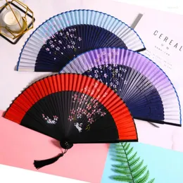 Decorative Figurines Chinese Hand Fan Classical Female Hanfu Cosplay Folding Abanicos Para Boda Portable Japanese Small Lady Silk Dance Fans