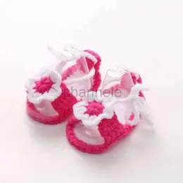 Сандалии для новорожденных, для маленьких мальчиков и девочек, мягкие вязаные крючком сандалии ручной работы с цветочным жемчугом, милая летняя детская обувь 240329