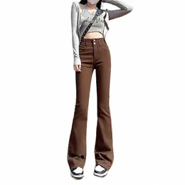 zoenova Korean Spring Slim Flared Pants Pear Shaped High Waist Slightly Boot Cut Jeans Women Fi Versatile Denim Trousers t4wu#