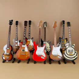 Gitarre Miniatur Gitarre Replik Mini E-Bass Display Modell Holz Mini Musikinstrument Puppenhaus Zubehör Sammlung Dekor