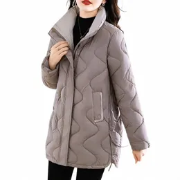 2023 Winter New Women Parkas Mid Length Standing Collar Down Cott Overcoat Female Casual Thick Warm Windproof Jackets Ladies 15gR#
