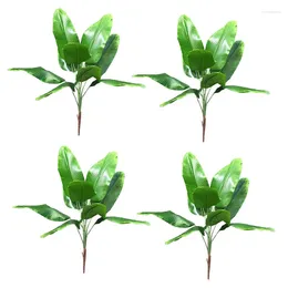 장식용 꽃 Abhu 4x 인공 식물 열대 잎 바나나 나무 가짜 야자 잎 식물 가짜 실내 외부 정원 웨딩 장식