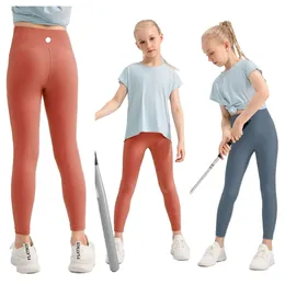 Meninas yoga leggings crianças calças justas sweatpants macio elástico esportes apertados crianças dançando calças magras LU-18
