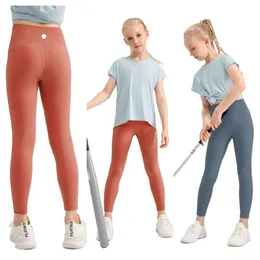 Leggings da yoga per ragazze Pantaloni da ginnastica sottili per bambini Pantaloni sportivi elastici morbidi per bambini Pantaloni skinny da ballo LU-18