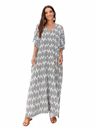 زائد الحجم LG Caftan للنساء على الشاطئ تستر على Kaftan Maxi GOWN DR LOONGEWEAR House DRES for Summer F3YJ#